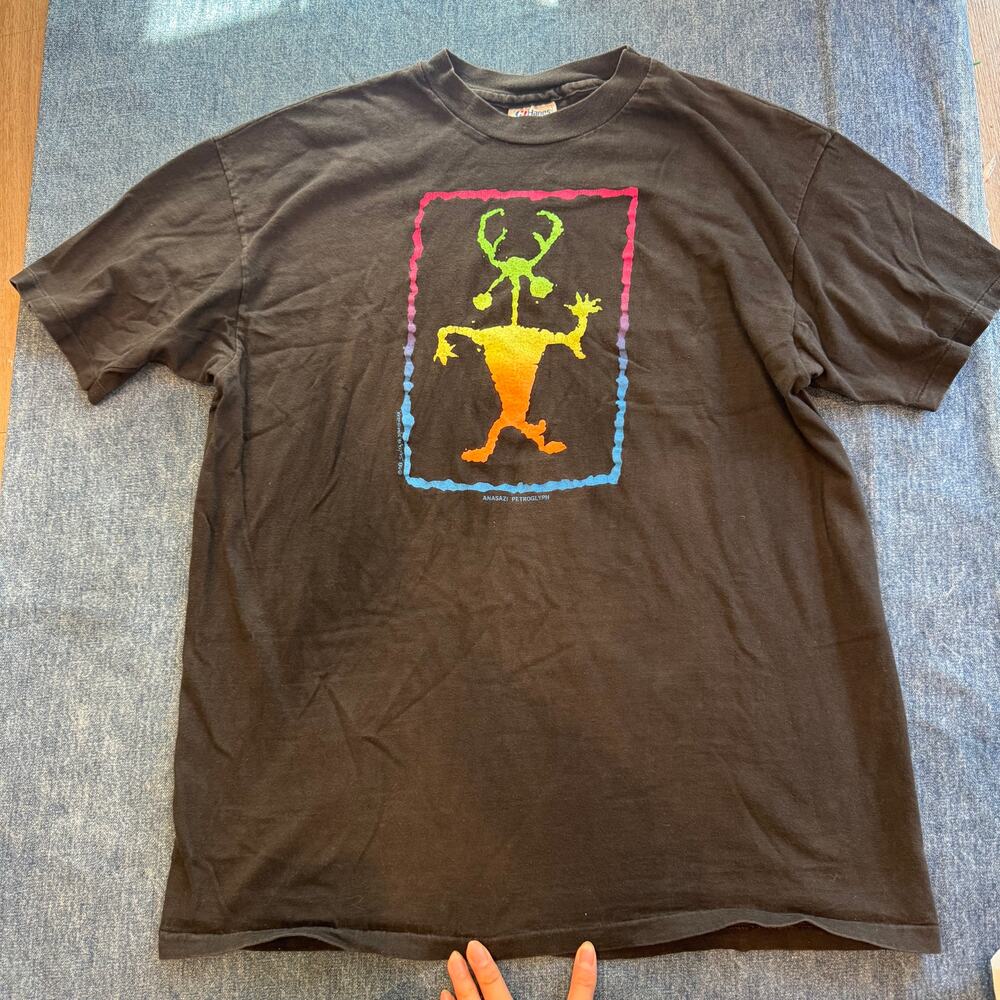 Vintage 1985 Anasazi Petroglyph T-Shirt XL Single Stitch Hanes Beefy-T